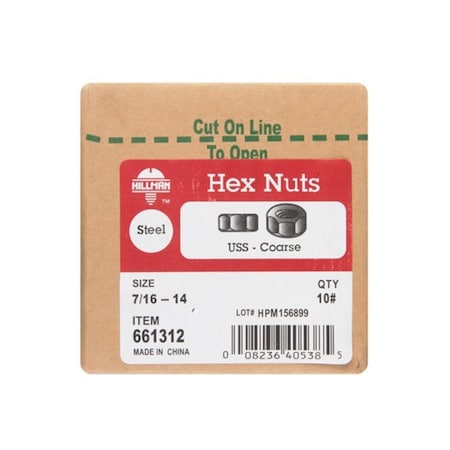 Hillman 661312 0.43-14 in. Coarse Thread Hex Nut 57310